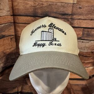 Farmers Elevator Hat Cap Beige SnapBack Adjustable Rope Happy Texas Agriculture